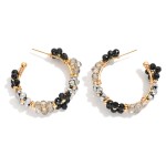 Wholesale beaded Flower Hoop Earrings D