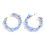 Wholesale beaded Flower Hoop Earrings D
