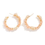 Wholesale beaded Flower Hoop Earrings D