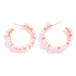 Wholesale beaded Flower Hoop Earrings D