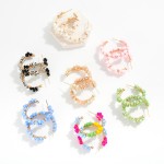 Wholesale beaded Flower Hoop Earrings D