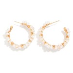 Wholesale beaded Flower Hoop Earrings D