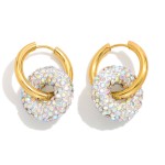 Wholesale linked Metal Pave Rhinestone Hoops Hoop Earrings D