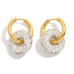Wholesale linked Metal Pave Rhinestone Hoops Hoop Earrings D