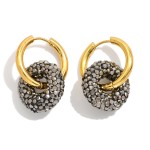 Wholesale linked Metal Pave Rhinestone Hoops Hoop Earrings D