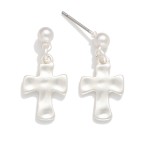 Wholesale hammered Metal Cross Post Drop Earrings Stainless Steel Tarnish Resist