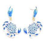 Wholesale printed Enamel Crab Drop Earrings L