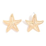 Wholesale textured Metal Starfish Drop Earrings L
