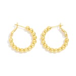 Wholesale metal Beaded Hoop Earrings Gold Dipped D