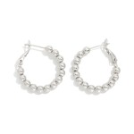 Metal Tone Beaded Hoop Earrings 

- Gold Dipped
- Approximately .75" D