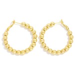 Wholesale metal Beaded Hoop Earrings Gold Dipped D
