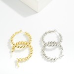 Wholesale metal Beaded Hoop Earrings Gold Dipped D