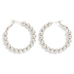 Metal Tone Beaded Hoop Earrings 

- Gold Dipped
- Approximately 1" D