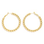 Wholesale metal Beaded Hoop Earrings Gold Dipped D