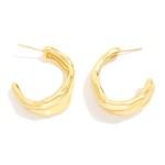 Wholesale wavy Metal Hoop Earrings Gold Dipped D