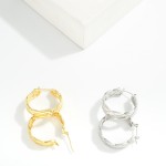 Wholesale quilted Metal Hoop Earrings Gold Dipped D