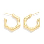 Wholesale metal Bamboo Hoop Earrings Gold Dipped D