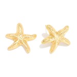 Wholesale metal Starfish Post Drop Earrings Gold Dipped L
