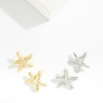 Wholesale metal Starfish Post Drop Earrings Gold Dipped L