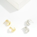 Wholesale textured Metal Teardrop Hoop Earrings Pearl Detail Gold Dipped L