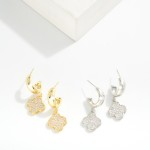 Wholesale metal Hoop Earrings Cubic Zirconia Clover Dangle Gold Dipped D