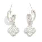 Wholesale metal Hoop Earrings Cubic Zirconia Clover Dangle Gold Dipped D