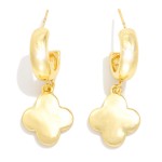 Wholesale metal Hoop Earrings Clover Dangle Gold Dipped L