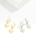 Wholesale metal Hoop Earrings Clover Dangle Gold Dipped L