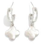 Wholesale metal Hoop Earrings Clover Dangle Gold Dipped L