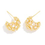 Wholesale spikey Rhinestone Dome Hoop Earrings Gold Dipped L