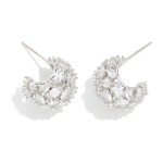 Wholesale spikey Rhinestone Dome Hoop Earrings Gold Dipped L