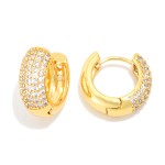 Wholesale pave Cubic Zirconia Huggie Hoop Earrings Gold Dipped L