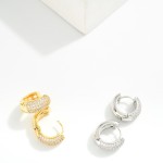 Wholesale pave Cubic Zirconia Huggie Hoop Earrings Gold Dipped L