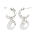 Wholesale metal Hoop Earrings Ball Dangle Detail Gold Dipped L