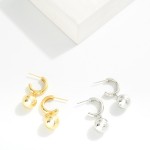 Wholesale metal Hoop Earrings Ball Dangle Detail Gold Dipped L