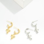 Wholesale metal Hoop Earrings Bubble Cross Dangle Gold Dipped L