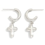 Wholesale metal Hoop Earrings Bubble Cross Dangle Gold Dipped L