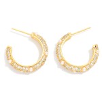 Wholesale cubic Zirconia Pearl Hoop Earrings Gold Dipped D