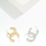 Wholesale cubic Zirconia Pearl Hoop Earrings Gold Dipped D