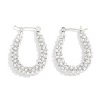Wholesale pearl Studded Teardrop Hoop Earring Gold Dipped L