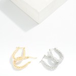 Wholesale pearl Studded Teardrop Hoop Earring Gold Dipped L