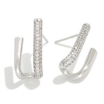 Wholesale metal Cubic Zirconia Double Bar Drop Earrings Gold Dipped D