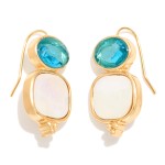 Wholesale oval Post Drop Earring Pearlescent Squared Dangle L