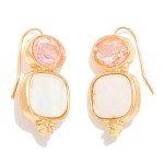 Wholesale oval Post Drop Earring Pearlescent Squared Dangle L