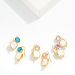 Wholesale oval Post Drop Earring Pearlescent Squared Dangle L