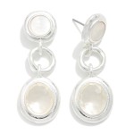 Wholesale chain Linked Metal Circle Post Drop Earring Pearlescent Glass Crystal