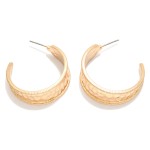 Wholesale textured Metal Hoop Drop Earring Ribbed Border L