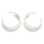 Wholesale textured Metal Hoop Drop Earring Ribbed Border L