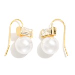 Wholesale metal Rectangle Glass Crystal Drop Earring Pearl Ball L