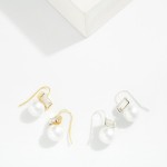 Wholesale metal Rectangle Glass Crystal Drop Earring Pearl Ball L